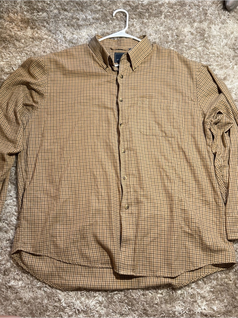 Arrow Men's Tan and Brown Check Button-Down Shirt